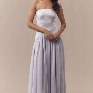 Hutch Strapless Cosert Drop-Wiast Tulle Maxi Dress